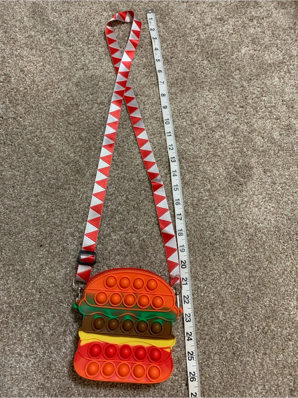 Hamburger Burger Bubble Sensory Fidget Pop-It Kids Crossbody Bag Purse